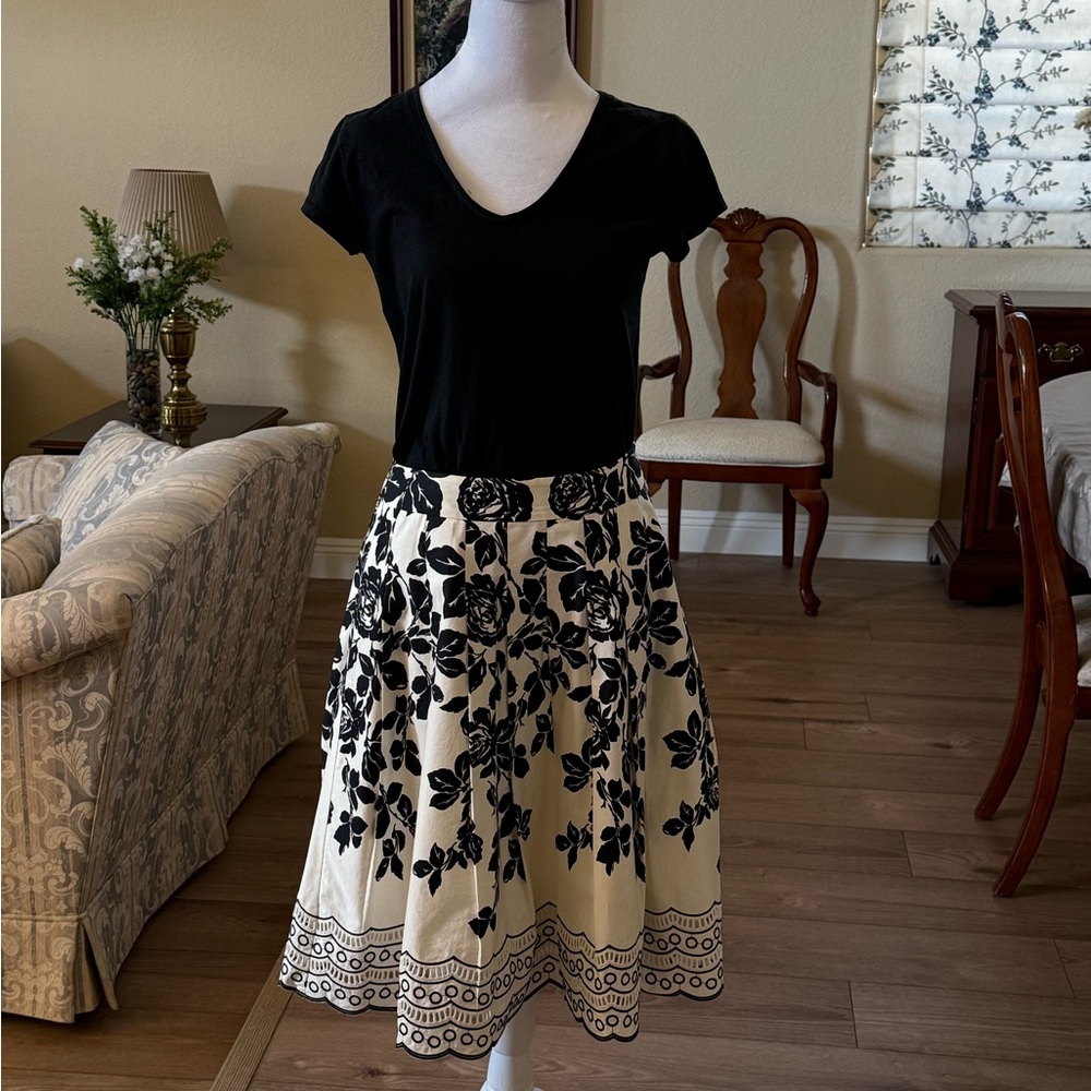 Floral Black and White Skirt